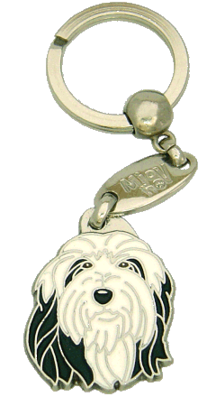 BEARDED COLLIE BLACK AND WHITE <br> (keyring, engraving included)